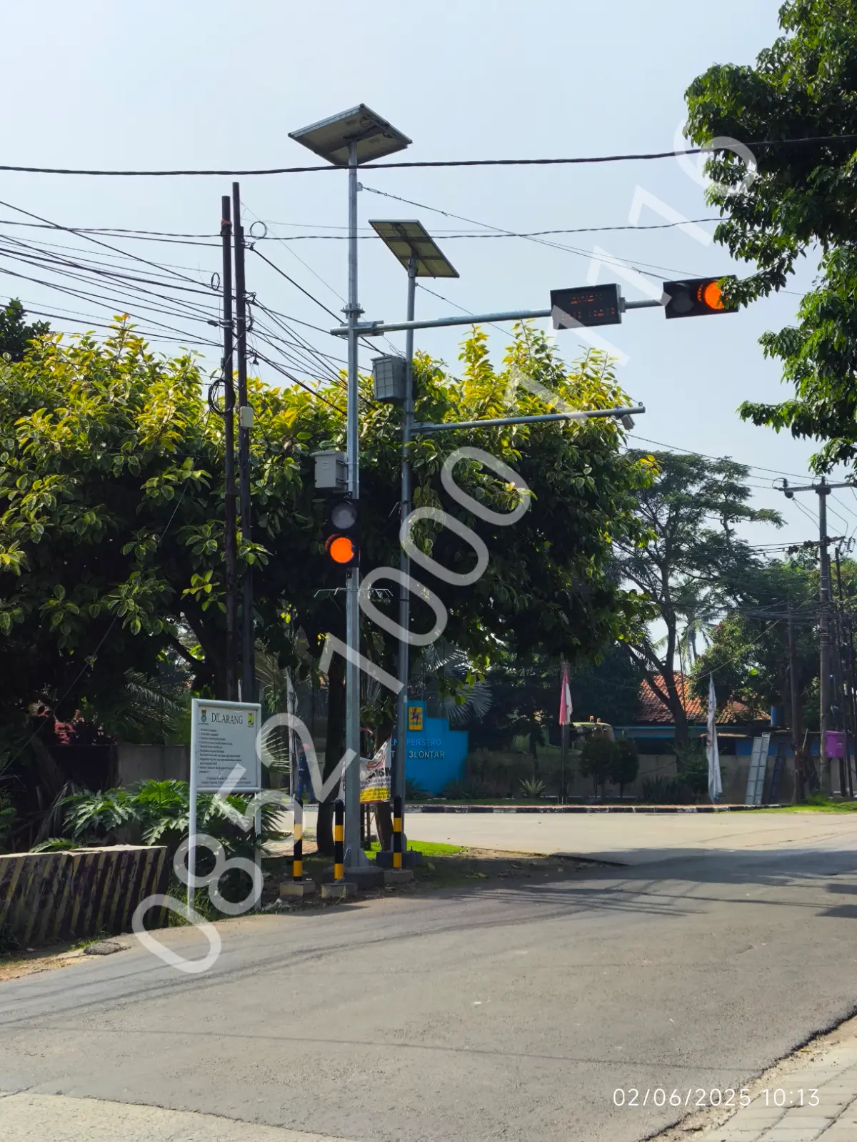 Jasa / Paket Pemasangan Lampu Warning Light 2 Aspek 30 CM & Rambu Awas Hati-Hati Tenaga Surya